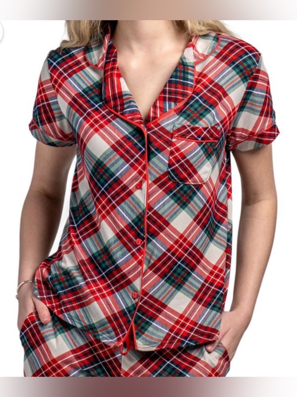 Holiday Christmas Plaid Pajama Pant set Red Green NWT